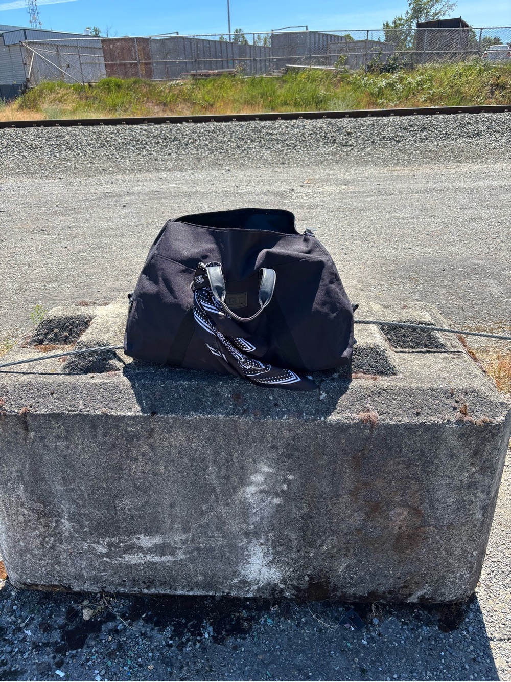 Black Travel large Duffel Bag with Bandana Accent